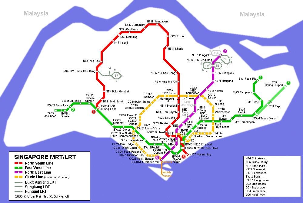 metro stansiyası Sinqapur xəritədə