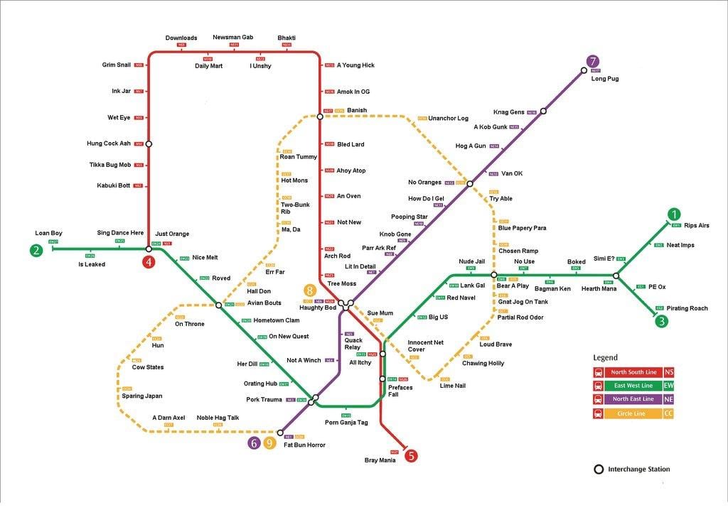 metro stansiyası xəritədə Sinqapur